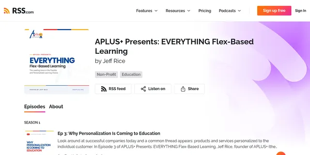 RSS.com page for EVERYTHING Flex-Based Learning